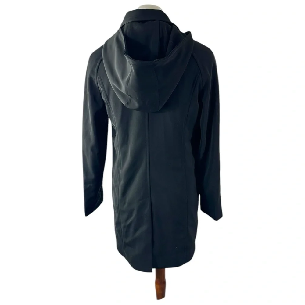 London Fog Hooded Rain Black Coat Toggle Button Removable Hood Size Petite Small